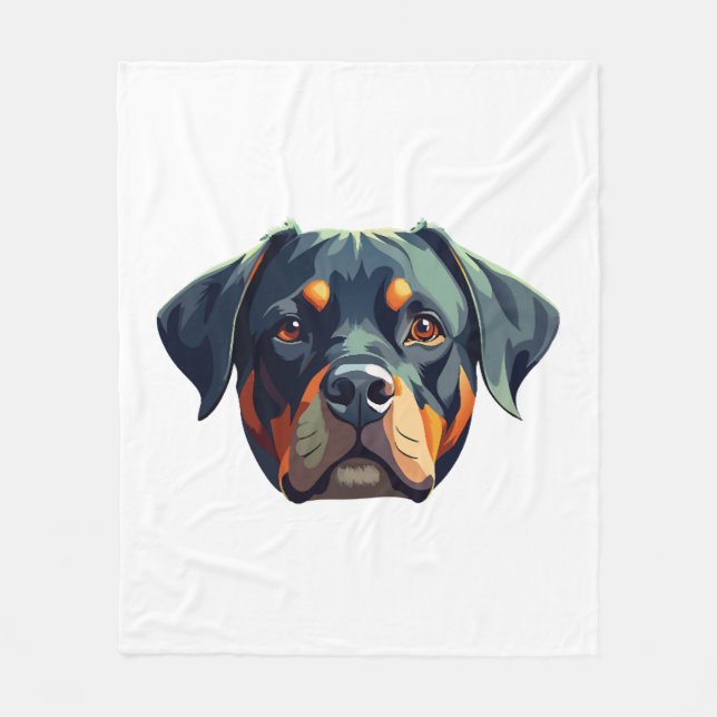 Modernes Rottweiler-Portrait - Bold Vector Style D Fleecedecke (Vorderseite)