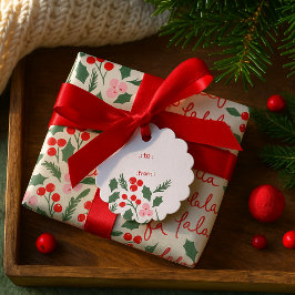 Modernes Rotwein-Grün-Weihnachtsmuster Geschenkanhänger