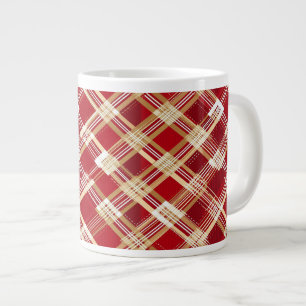 Modernes, rotweißes, Kariertes Muster Jumbo-Tasse