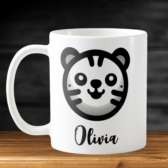 Modernes Round Niedlich Kitten Face Kaffeetasse (Von Creator hochgeladen)