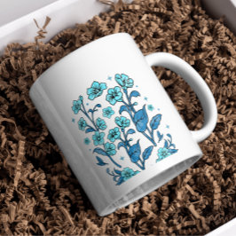 Modernes ROYAL BLAUE Floral PERSONALISIEREN Tasse