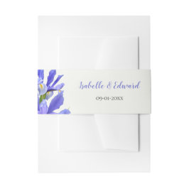 Modernes Royal Blue Irises Floral Bouquet Wedding Einladungsbanderole