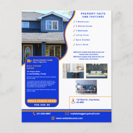 Modernes Royal Blue & Orange Zuhause Verkaufen kun Flyer