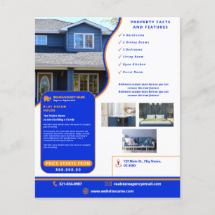 Modernes Royal Blue & Orange Zuhause Verkaufen kun Flyer