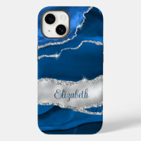 Modernes Royal Blue und Silver Agate Monogram