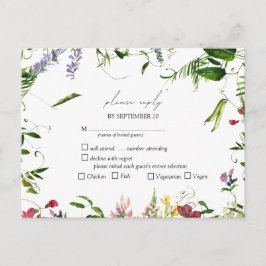 Modernes RSVP für die Wildblume Watercolor Einladungspostkarte