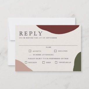 Modernes RSVP für Herbsthochzeiten mit Essensauswa Karte