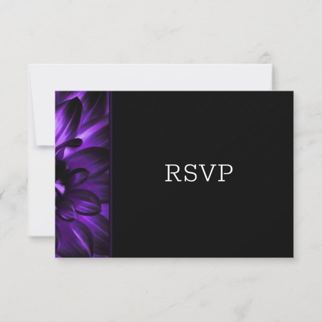 Modernes RSVP für Lila Schwarz-Flora-Hochzeit (Vorderseite)