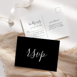 Modernes RSVP für Minimalistische Schwarz-Weiß-Hoc Postkarte