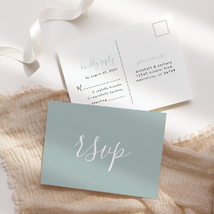Modernes RSVP für Minimalistisches Meerglas Postkarte