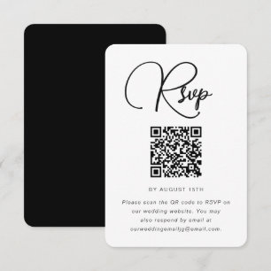 Modernes RSVP für Schwarz-Weiß-Hochzeiten mit QR-C