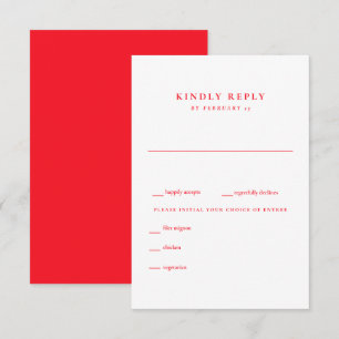 Modernes RSVP für Sommerrot und Weiße Hochzeit