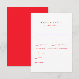 Modernes RSVP für Sommerrot und Weiße Hochzeit Karte