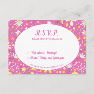 Modernes RSVP mit Blumenrosa-Hochzeit Begleitkarte