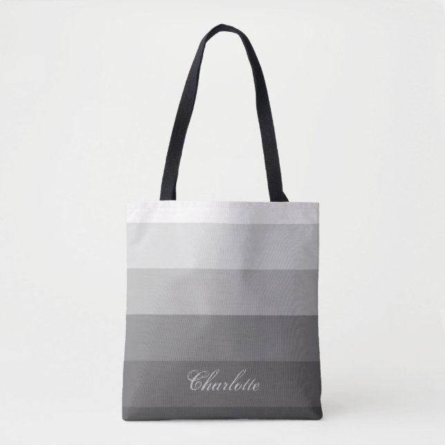 Modernes ruhiges Steigungs-Grau Stripes Tasche (Vorderseite)