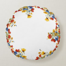 Modernes Rundkissen mit Blumenmuster