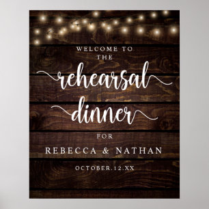 Modernes rustikales Abendessen mit Hochzeit und Pr Poster