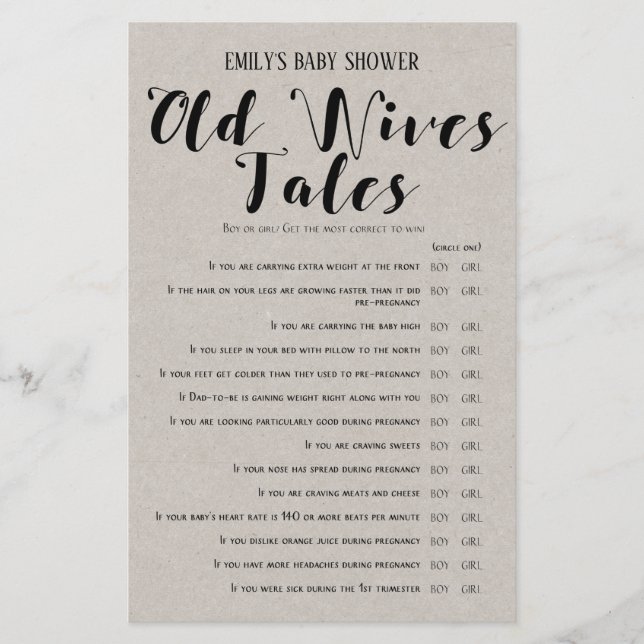 Modernes Rustikales Baby-Duschspiel (Vorderseite)