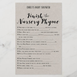 Modernes Rustikales Baby-Duschspiel