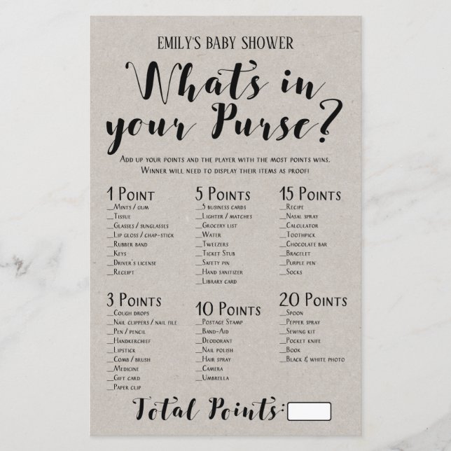 Modernes Rustikales Baby-Duschspiel (Vorderseite)