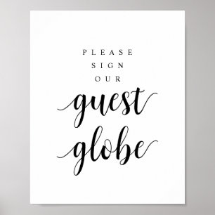 Modernes Rustikales Black Wedding Our Globe Poster