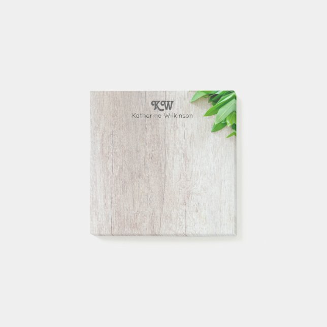 Modernes Rustikales botanisches Grey Wood Zuhause  Post-it Klebezettel (Vorderseite)