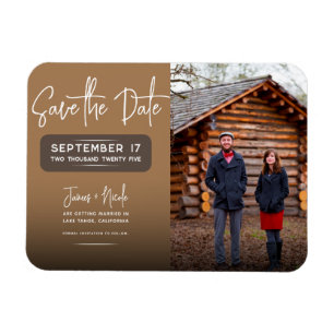 Modernes rustikales braunes Foto Save the Date Hoc Magnet