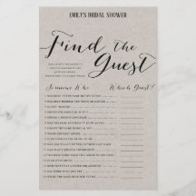 Modernes Rustikales Brautparty-Spiel