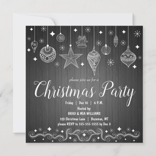 Modernes Rustikales Elegantes Weihnachtsfest Party Einladung (Vorderseite)