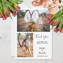 Modernes rustikales Foto Danke Hochzeitskarte Einladung