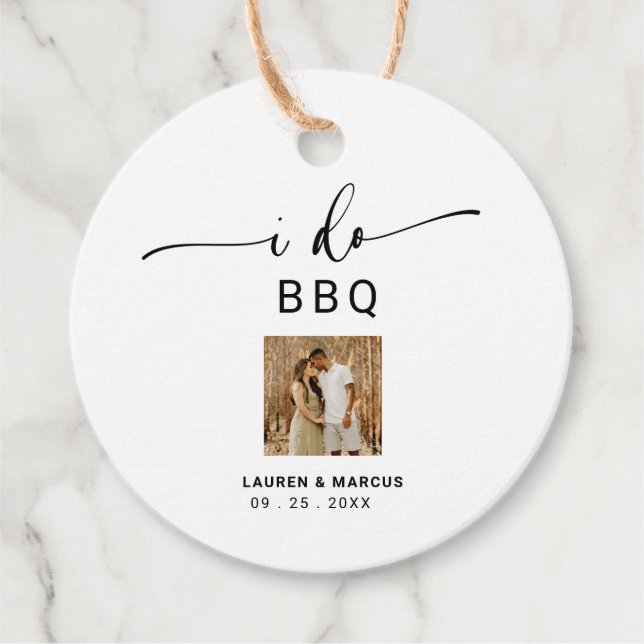 Modernes rustikales Foto I mache GRILLEN Geschenkanhänger (Vorderseite)
