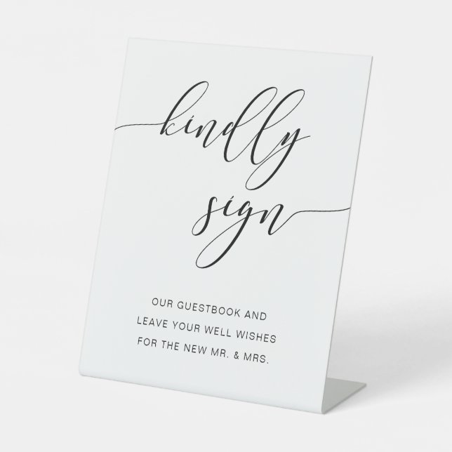 Modernes rustikales Gästebuch Bitte schreiben Sockelschild (Vorderseite)