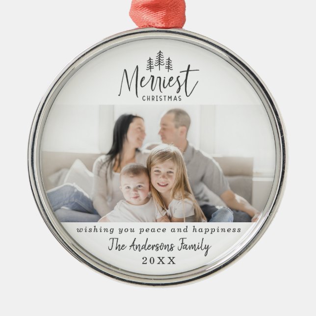 modernes rustikales Multi-Foto Ornament Aus Metall (Vorne)