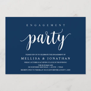 Modernes Rustikales, Navy Blue Script, Engagement  Einladung