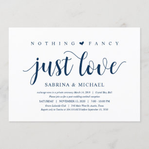 Modernes, rustikales, navy Blue Script, Hochzeitsf Einladung