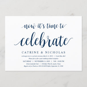 Modernes, rustikales, navy Blue Script, Hochzeitsf Einladung