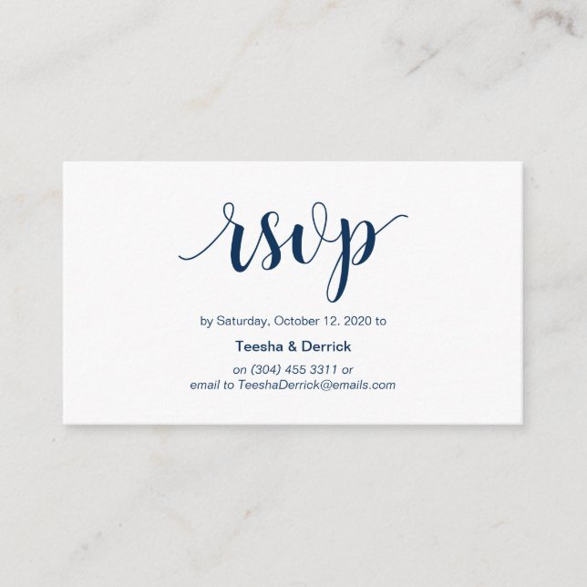 Modernes Rustikales, Navy Blue Script, online UAWG Begleitkarte (Vorderseite)