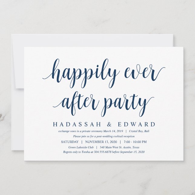 Modernes rustikales Niedliches Marineblau, Hochzei Einladung (Vorderseite)