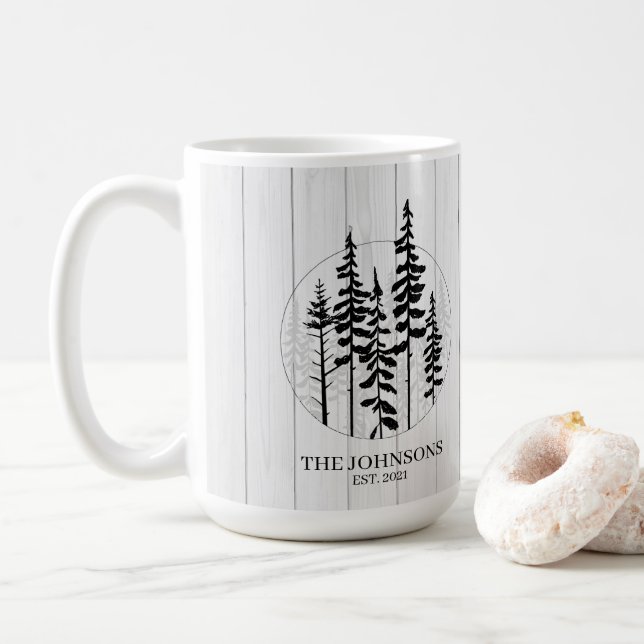 Modernes Rustikales Pinienhain Kaffeetasse (Mit Donut)