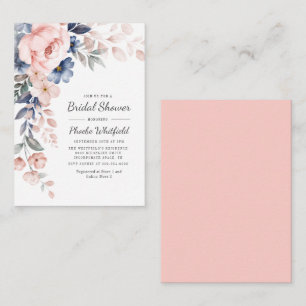 Modernes, rustikales rosa blaues Brautparty Mitteilungskarte
