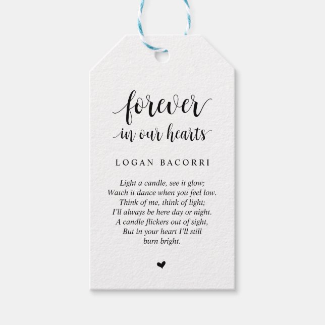 Modernes rustikales Schwarz, Beerdigungsdienst Geschenkanhänger (Vorderseite)