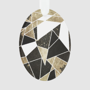 Modernes rustikales Schwarz-weißes und Imitat-Gol Ornament