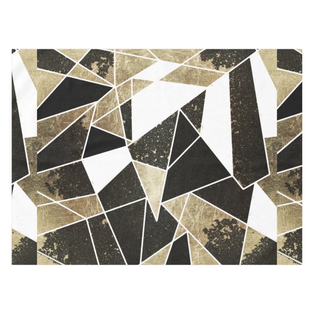 Modernes rustikales Schwarz-weißes und Imitat-Gold Tischdecke (Vorderseite (Horizontal))