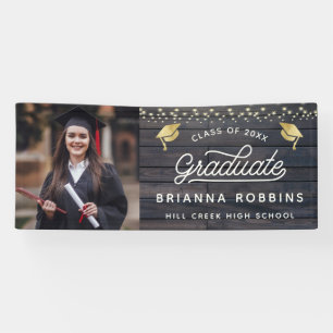Modernes Rustikales Script Gold Abschluss Foto Woo Banner