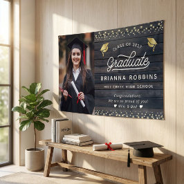 Modernes Rustikales Script Gold Abschluss Foto Woo Banner