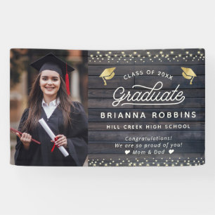 Modernes Rustikales Script Gold Abschluss Foto Woo Banner