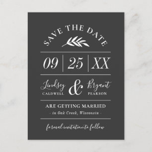 Modernes rustikales Typografie-Foto Save the Date Ankündigungspostkarte