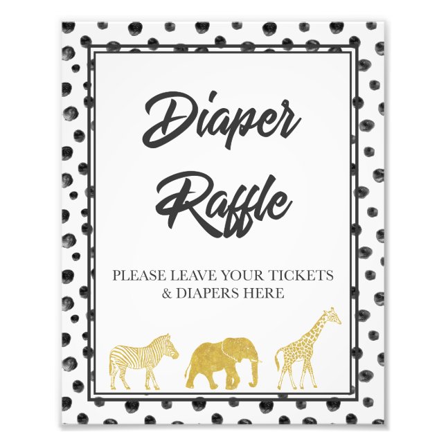 Modernes Safari Baby Duschkabine Windeln Raffle Ga Fotodruck (Vorne)