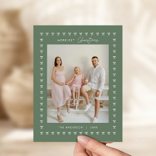 Modernes Sage Bow Pattern Familienjubiläum Foto We Postkarte