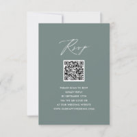 Modernes Sage Green Elegante Script QR Wedding RSV